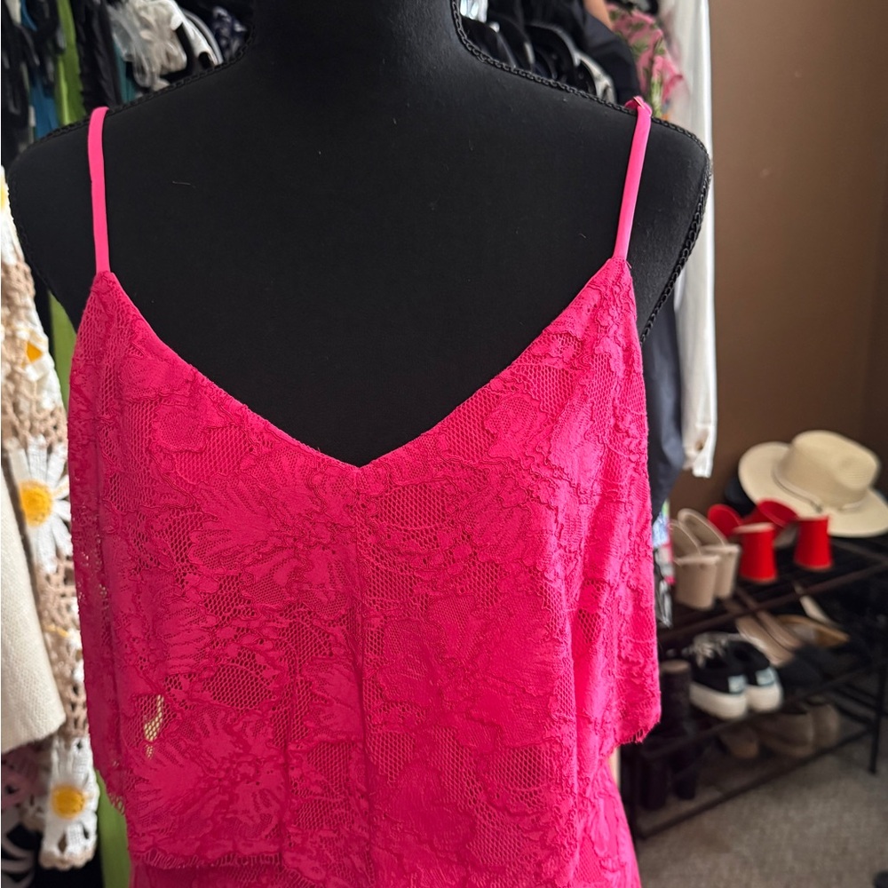 Guess Pink Lace Maxi Dress